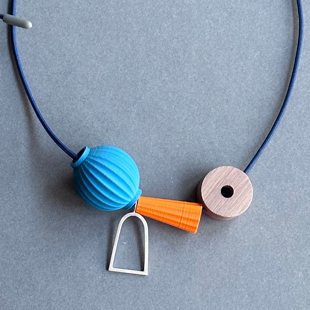 Shape & Form Necklace - Peacock & Tangerine #2