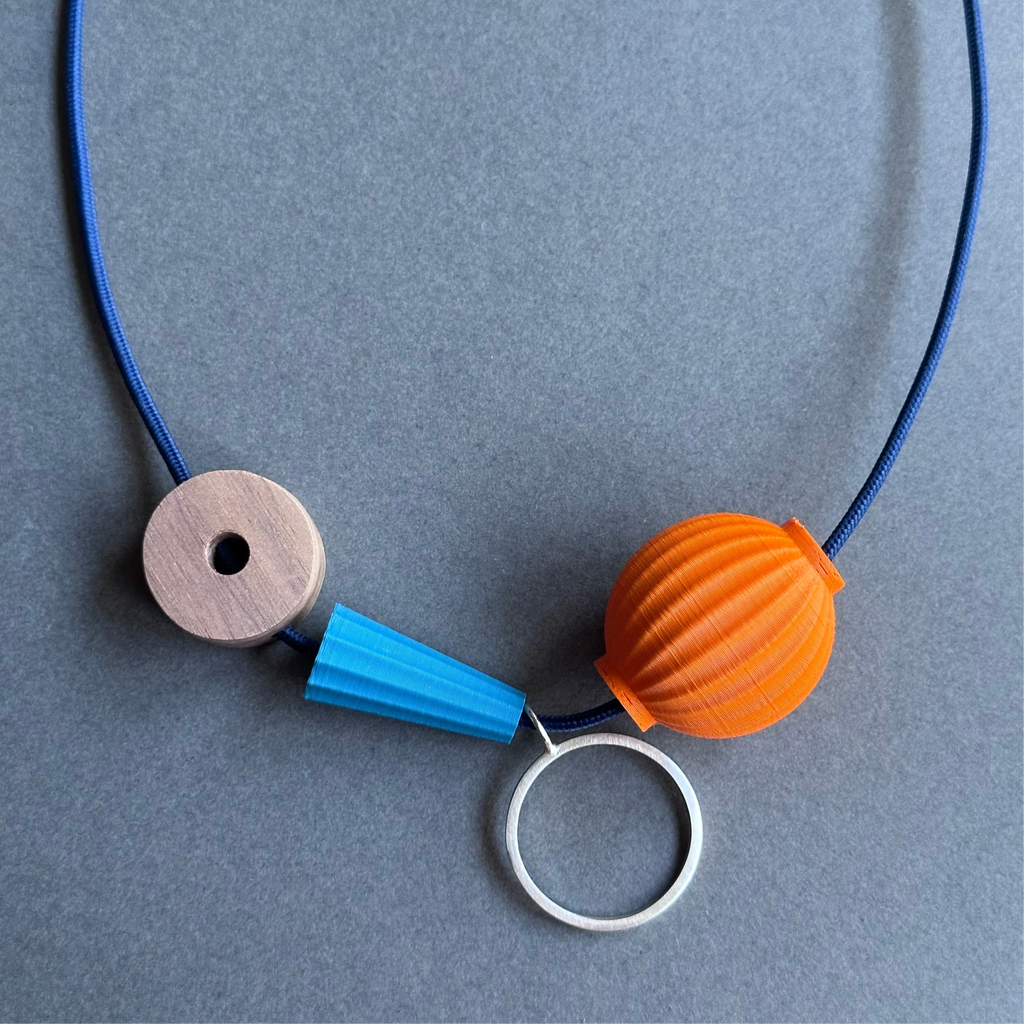 Shape & Form Necklace - Peacock & Tangerine #1
