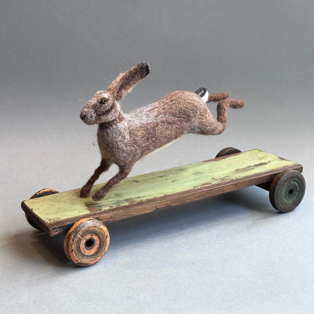 Needle Felted 'Running Hare' #C