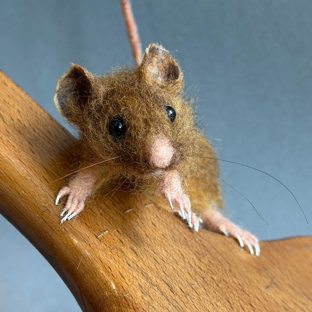 Needle Felted Mouse ‘Gilbert’ on a Vintage Paintbrush