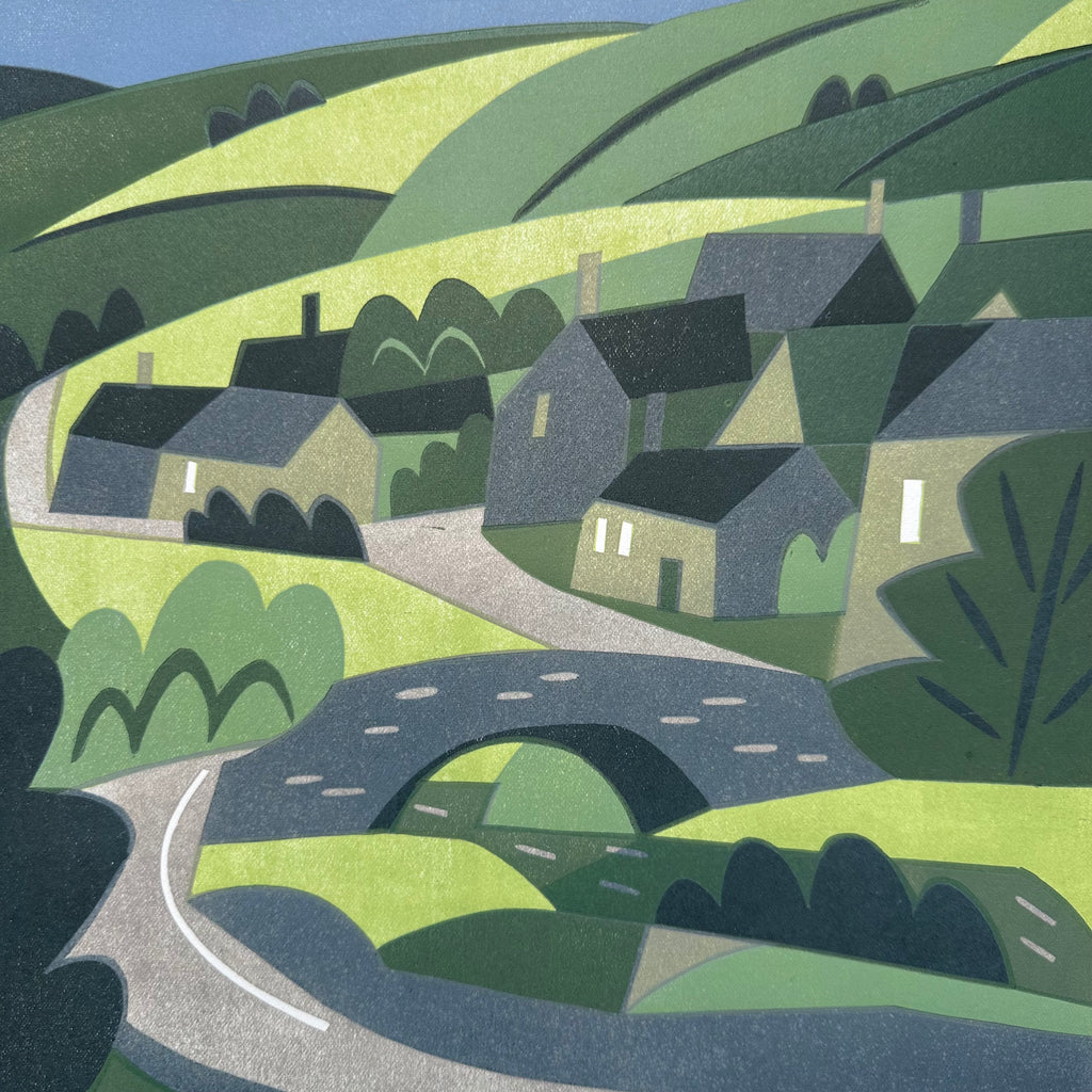 Linocut Print - Muker Village - Unframed