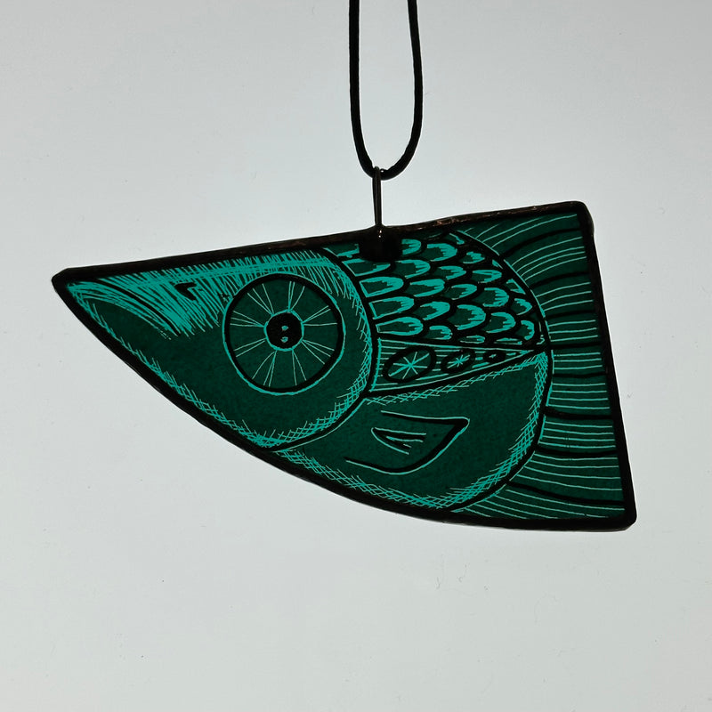 Stained Glass - Fish - Tiny (Jade) #H