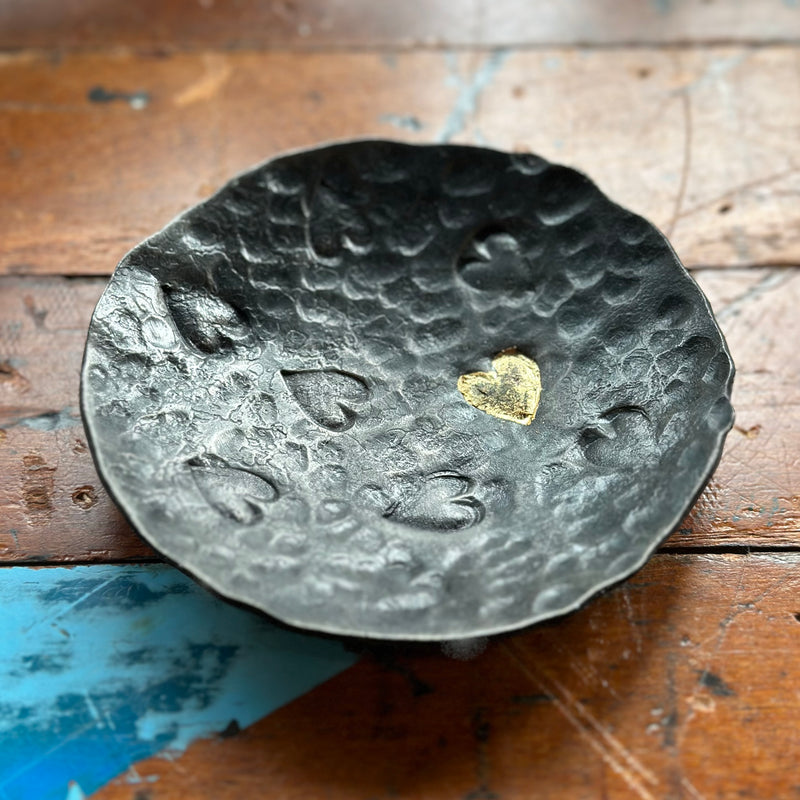 Stamped Heart Dish with Gold Heart