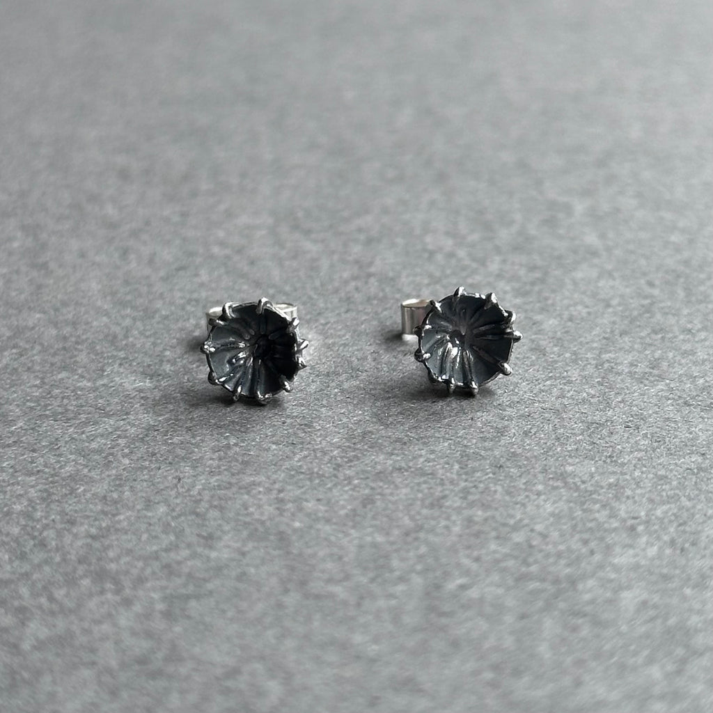 Poppy Seed Studs - Oxidised Silver