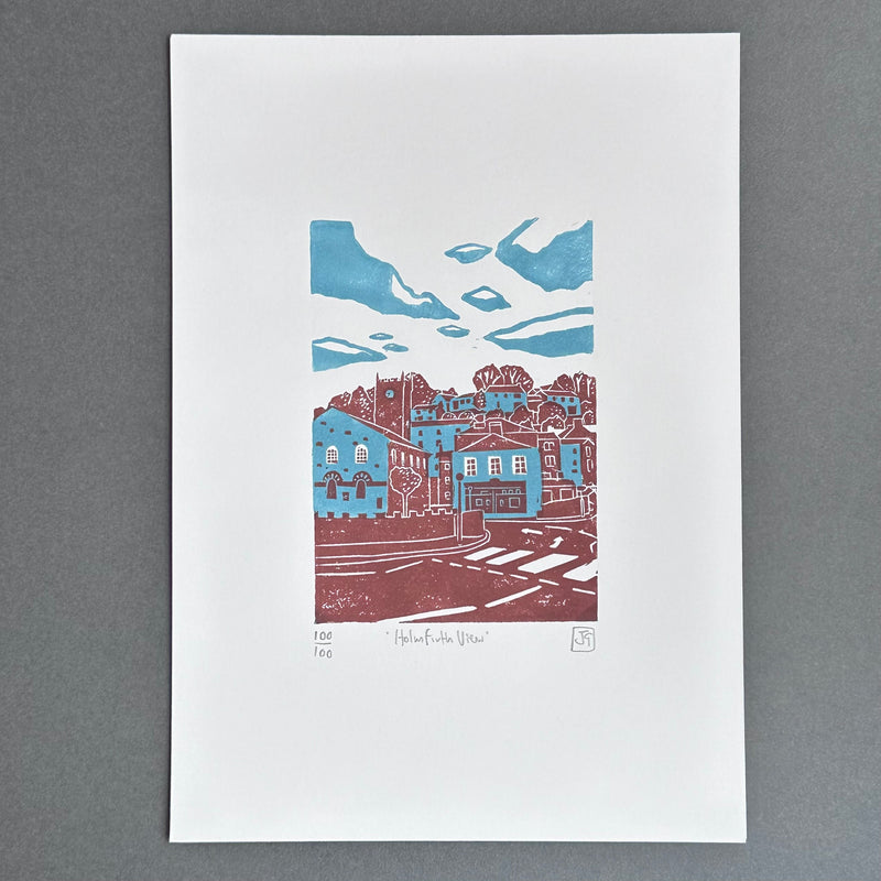 A4 - Holmfirth View - Linocut - Unframed