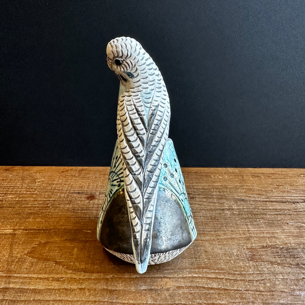 Large Blue Budgie on a Plinth