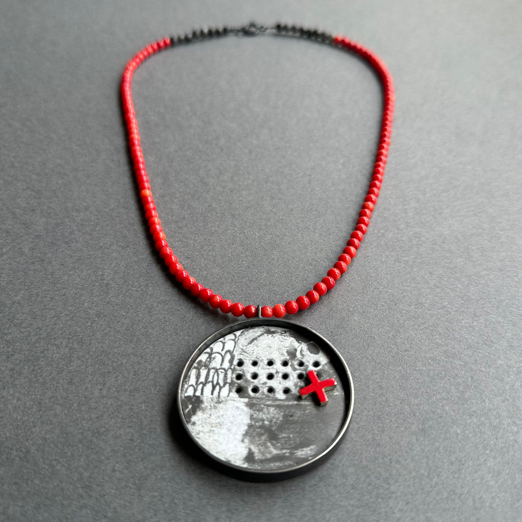 Pendant - Inlaid with Beaded Necklace