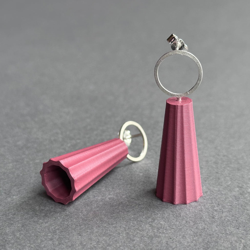 Form Earrings - Silver Circle - Large - Plum