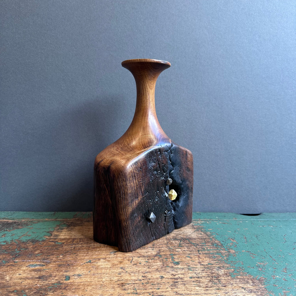 No.152 Short Bottle Vase - Reclaimed Oak