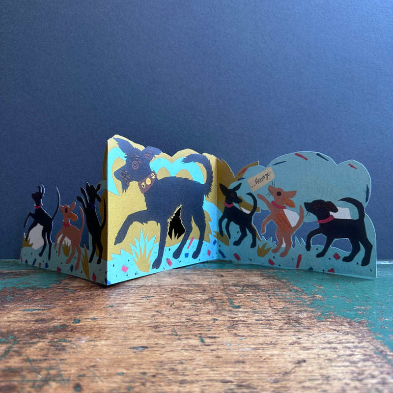 Tri Fold Card - Mark Hearld - Puppy Parade