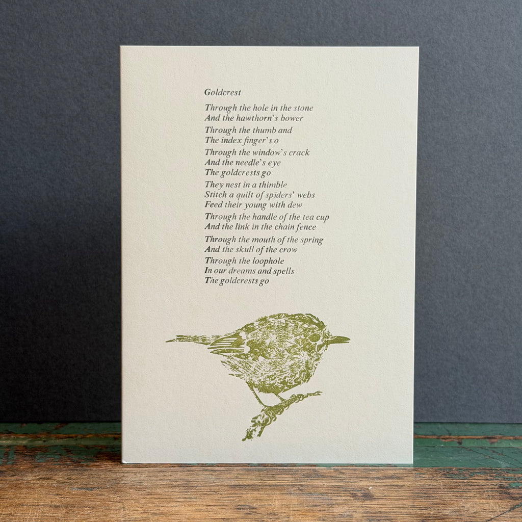 Letterpress Bird G/Card - Goldcrest