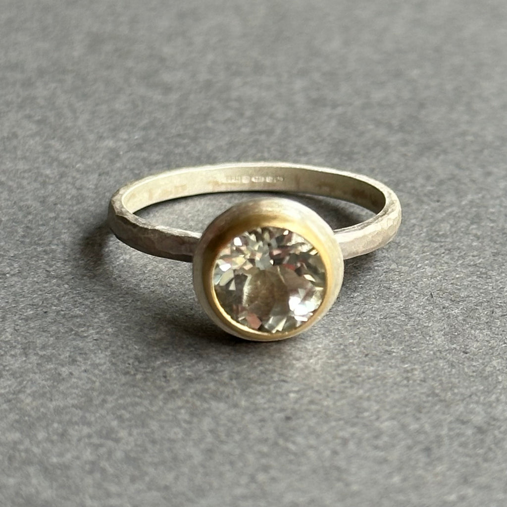 Ring - Silver, Gold & Green Amethyst