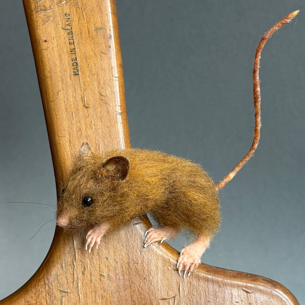 Needle Felted Mouse ‘Gilbert’ on a Vintage Paintbrush