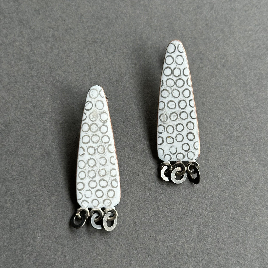 Earrings Triangular Studs with Silver Links