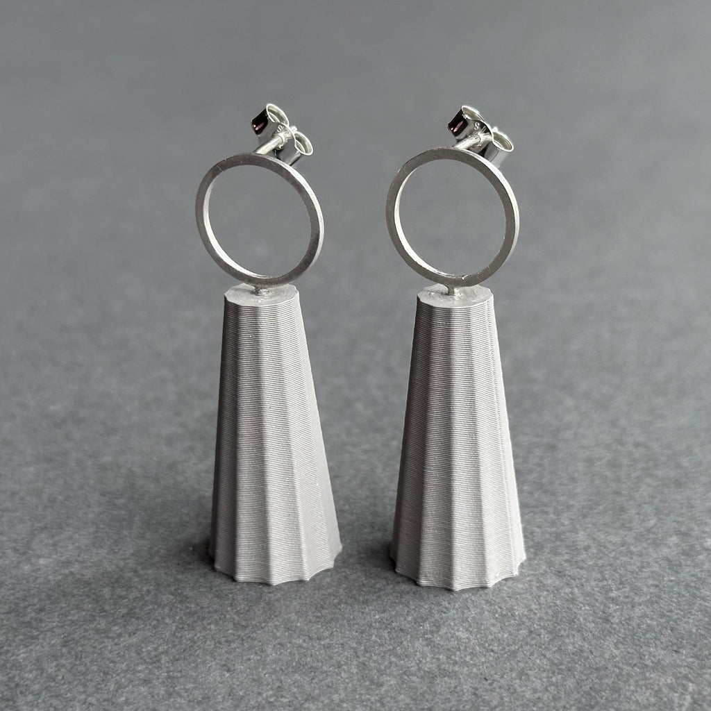 Form Earrings - Silver Circle - Large - Elephant