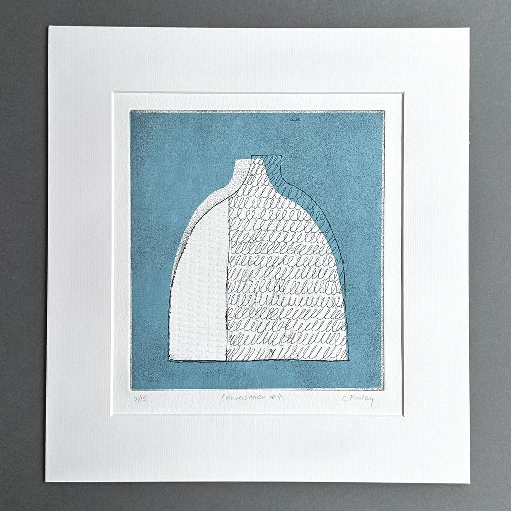 Etching - Conversation #4 - Grey/Blue - Unframed