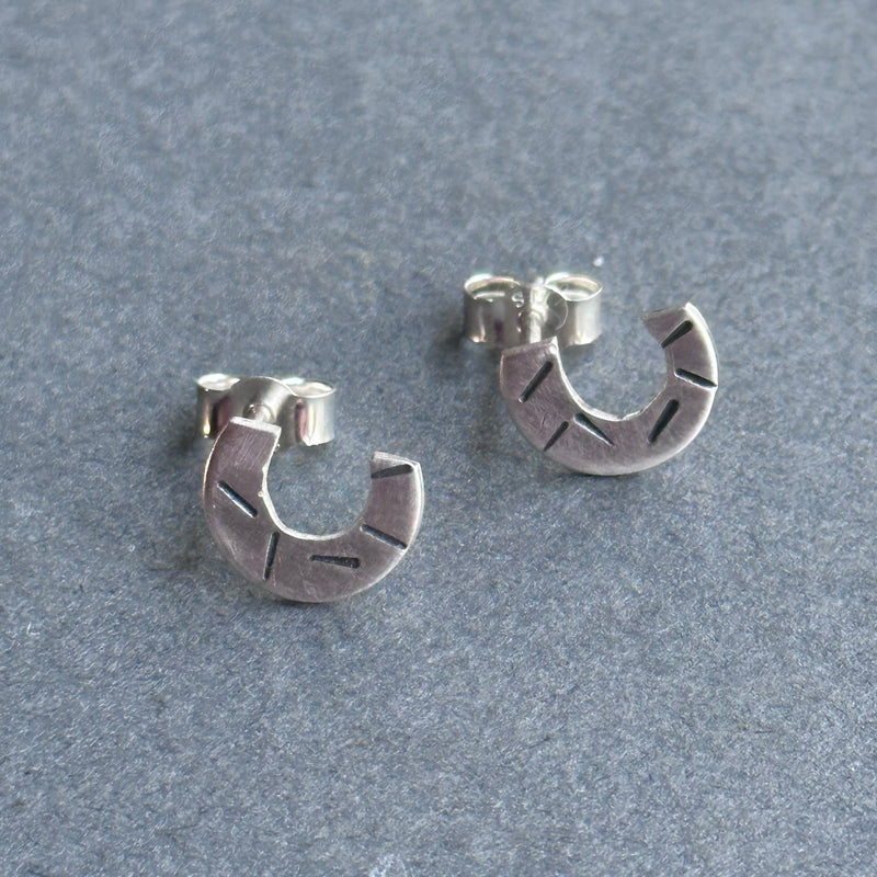 Textured Stud Earrings - Small - Silver Arc
