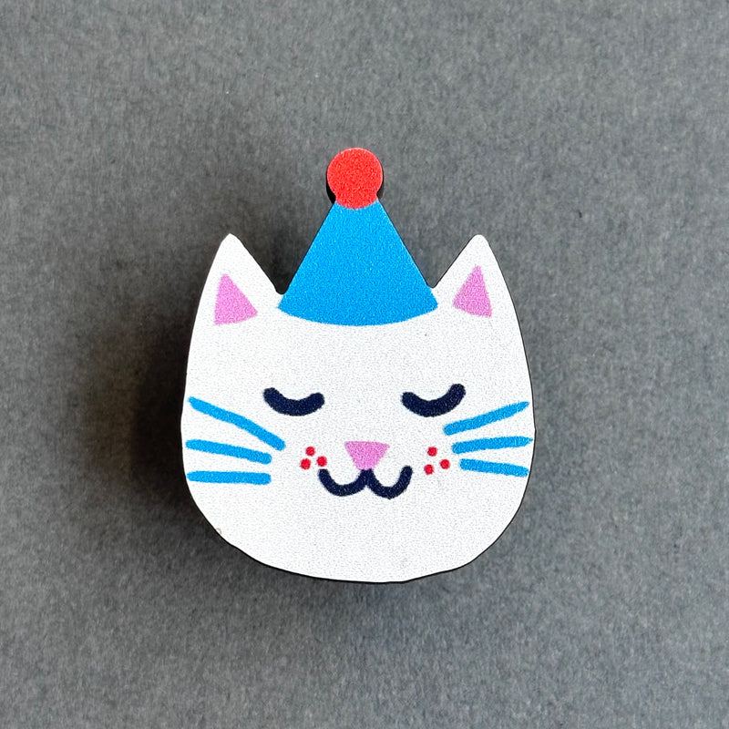 Wooden Pin Badge - Cat