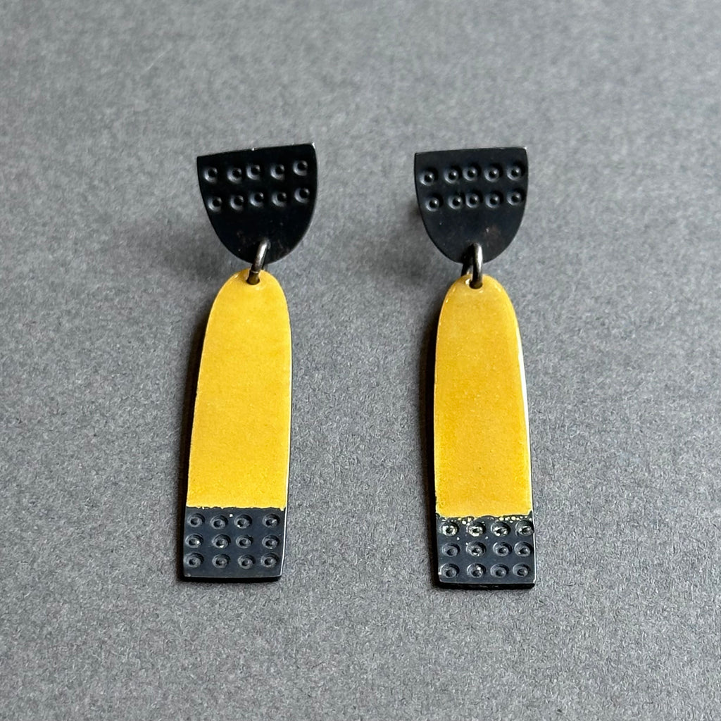 Earrings - Bouy - Yellow Enamel