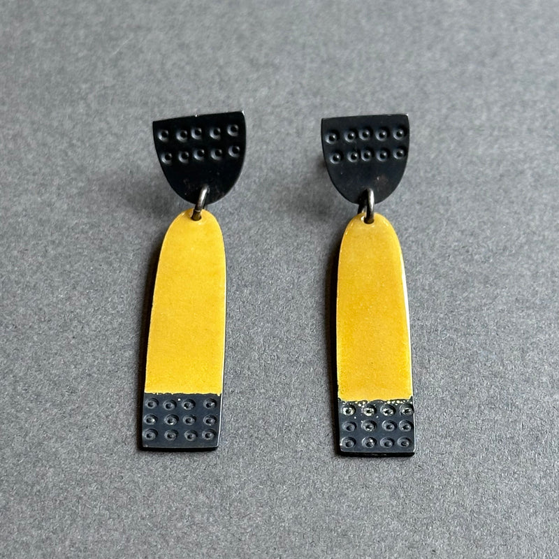 Earrings - Bouy - Yellow Enamel