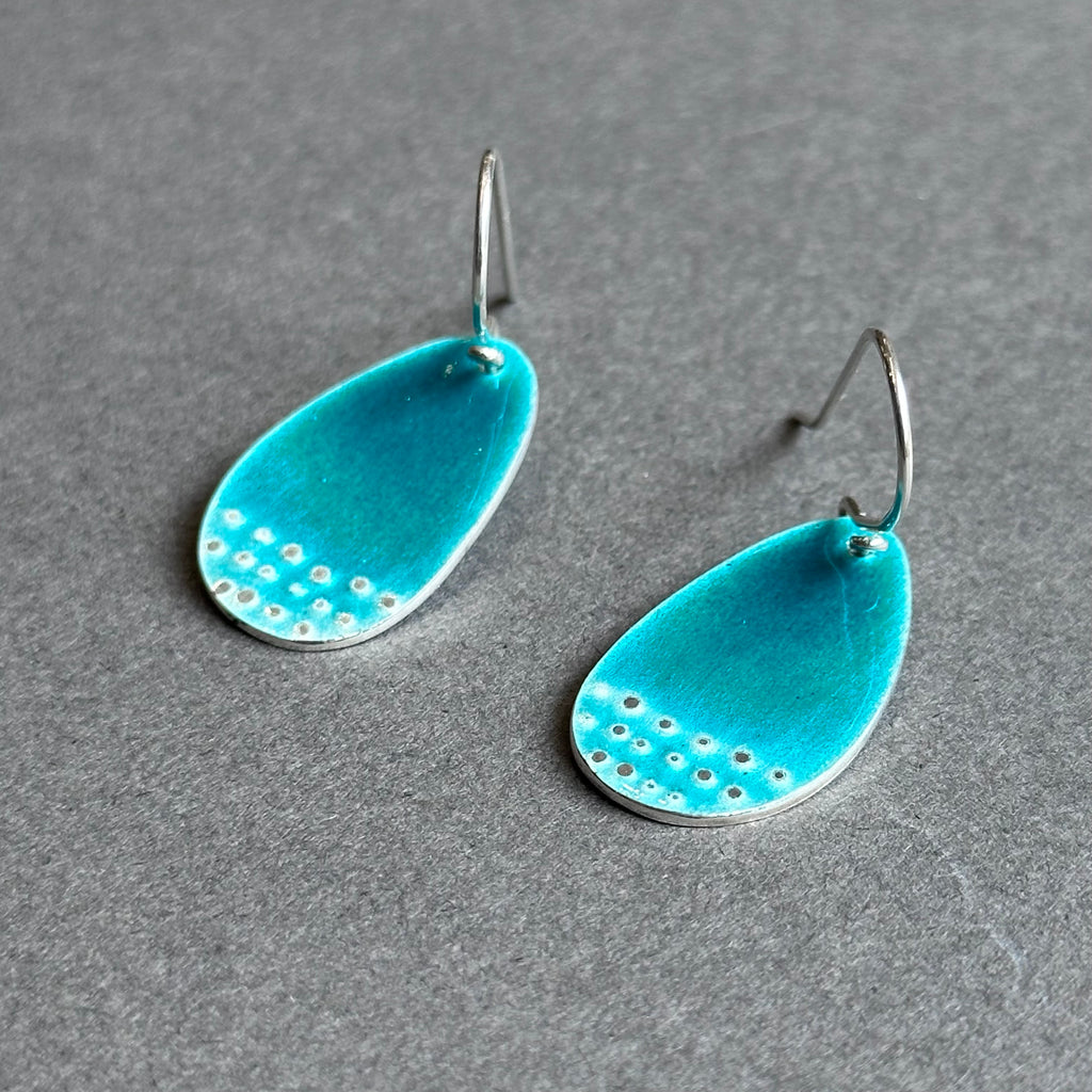 Earrings - Shoreline - Deep Turquoise Enamel