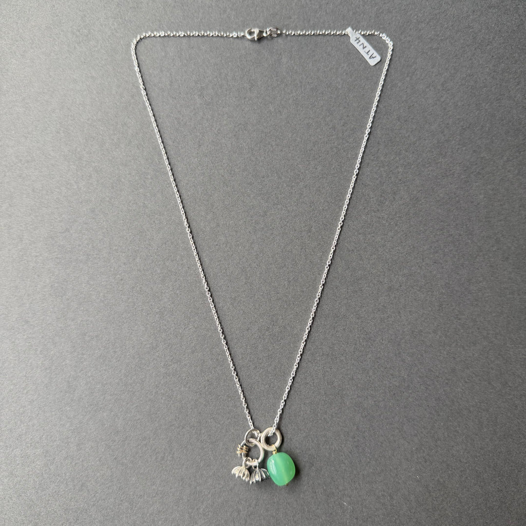Poppy Seed Necklace - Silver, Oxidised Silver & Chrysoprase