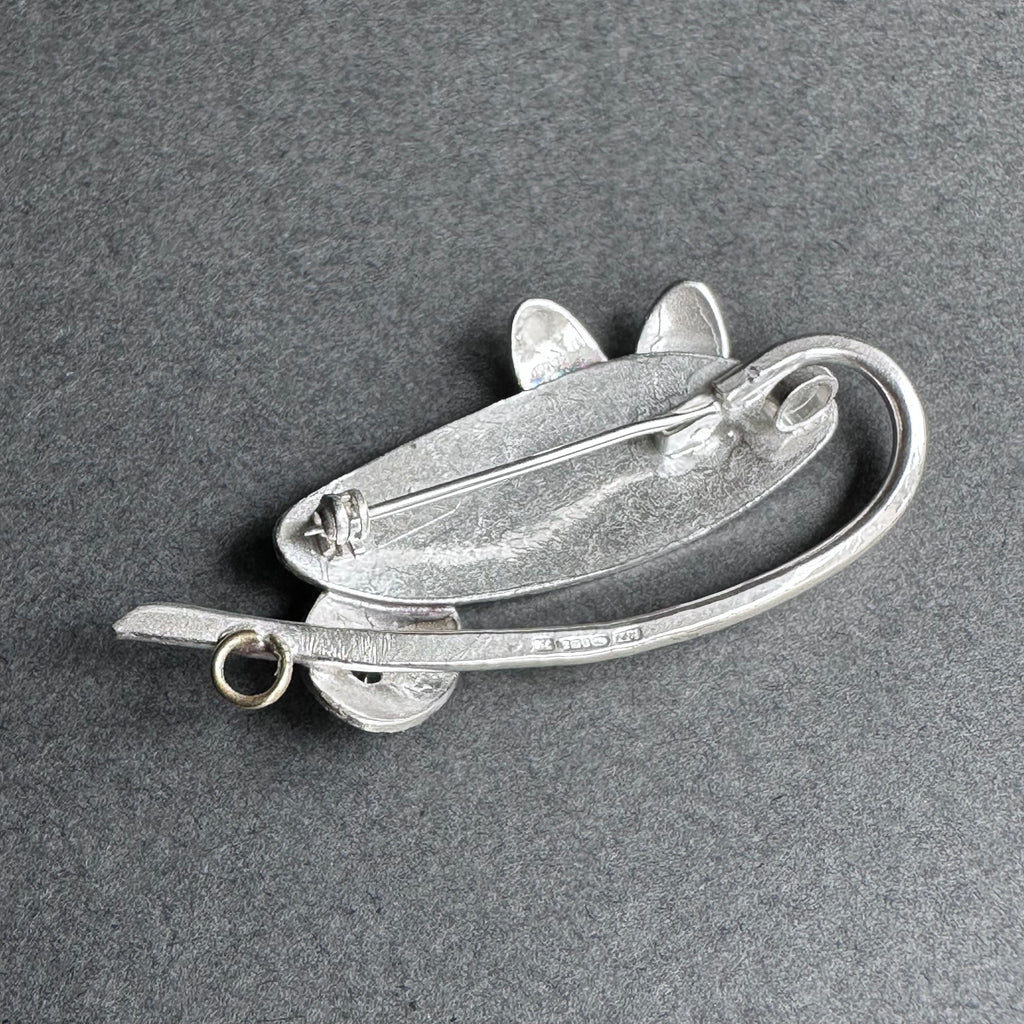 Bug One-Off Brooch - Silver, Gold & Bright Aquamarine