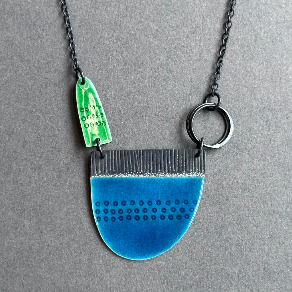 Neckpiece - Tidal - Blue & Green Enamel