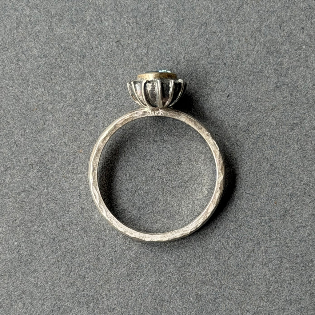 Ring - 6mm - Silver, Gold & Swiss Blue Topaz