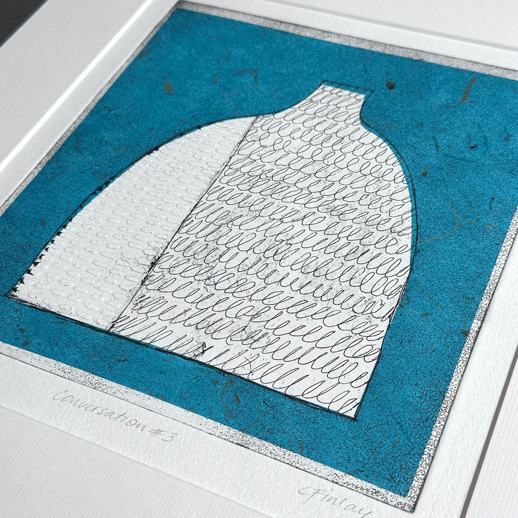 Etching - Conversation #3 - Teal - Unframed