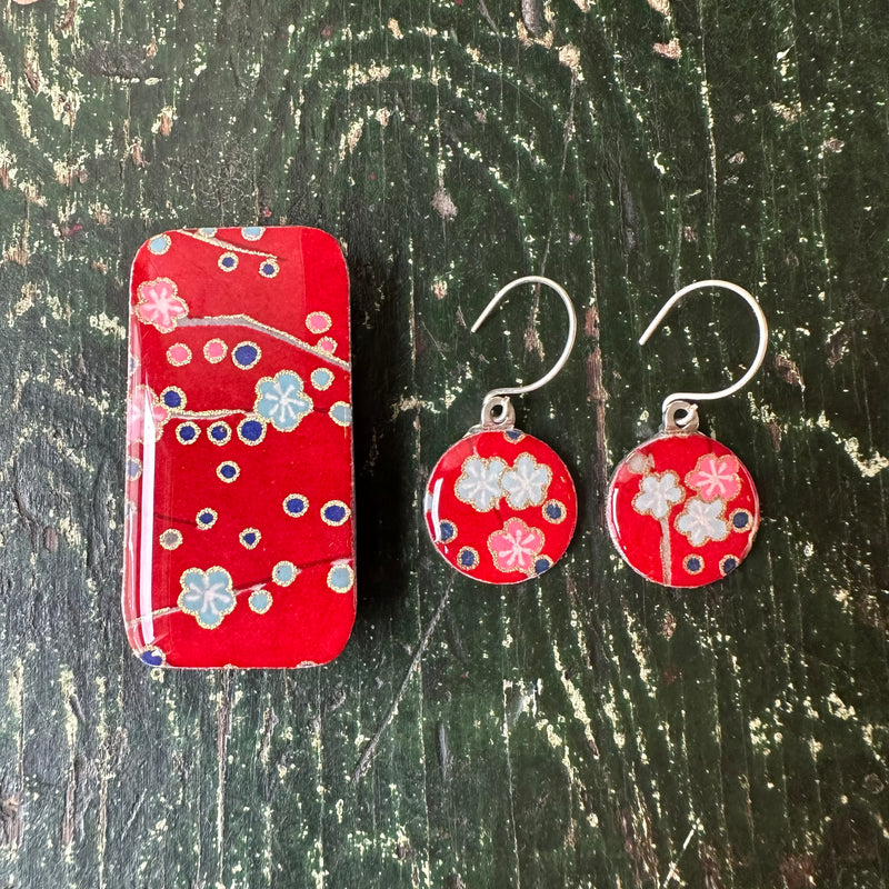 Sixpence Earrings & Teeny Tiny Tin Plum Garland