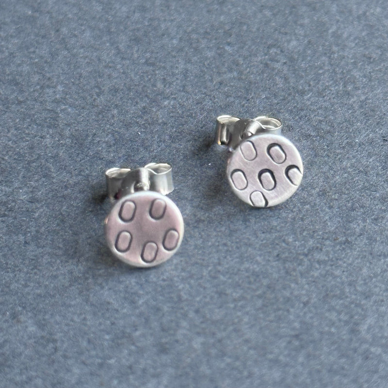 Textured Stud Earrings - Small - Silver Circle