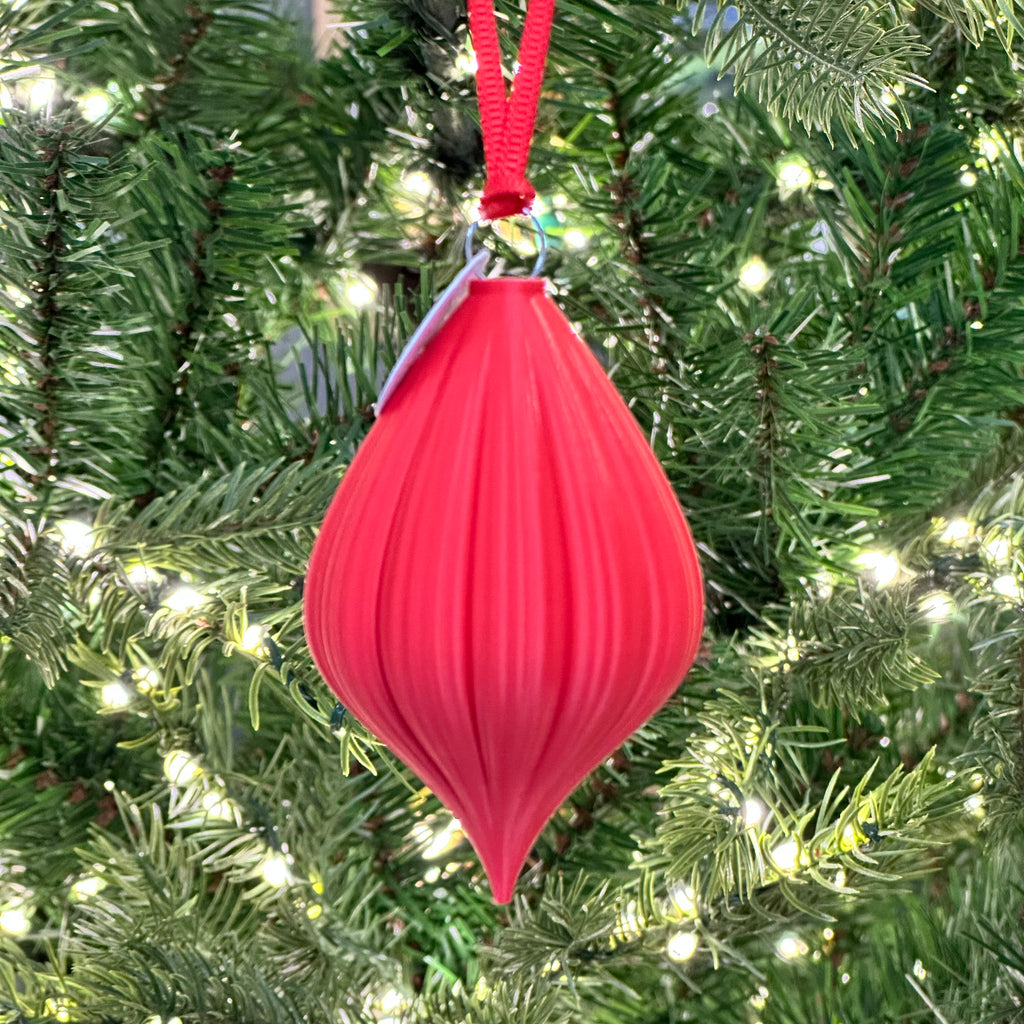 3D Printed Bauble - Rhubarb - Droplet