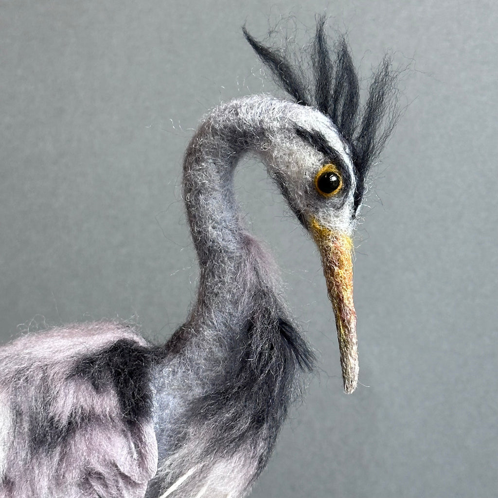 Needle Felted Heron ‘Jeremy’ on a Vintage Fishing Reel