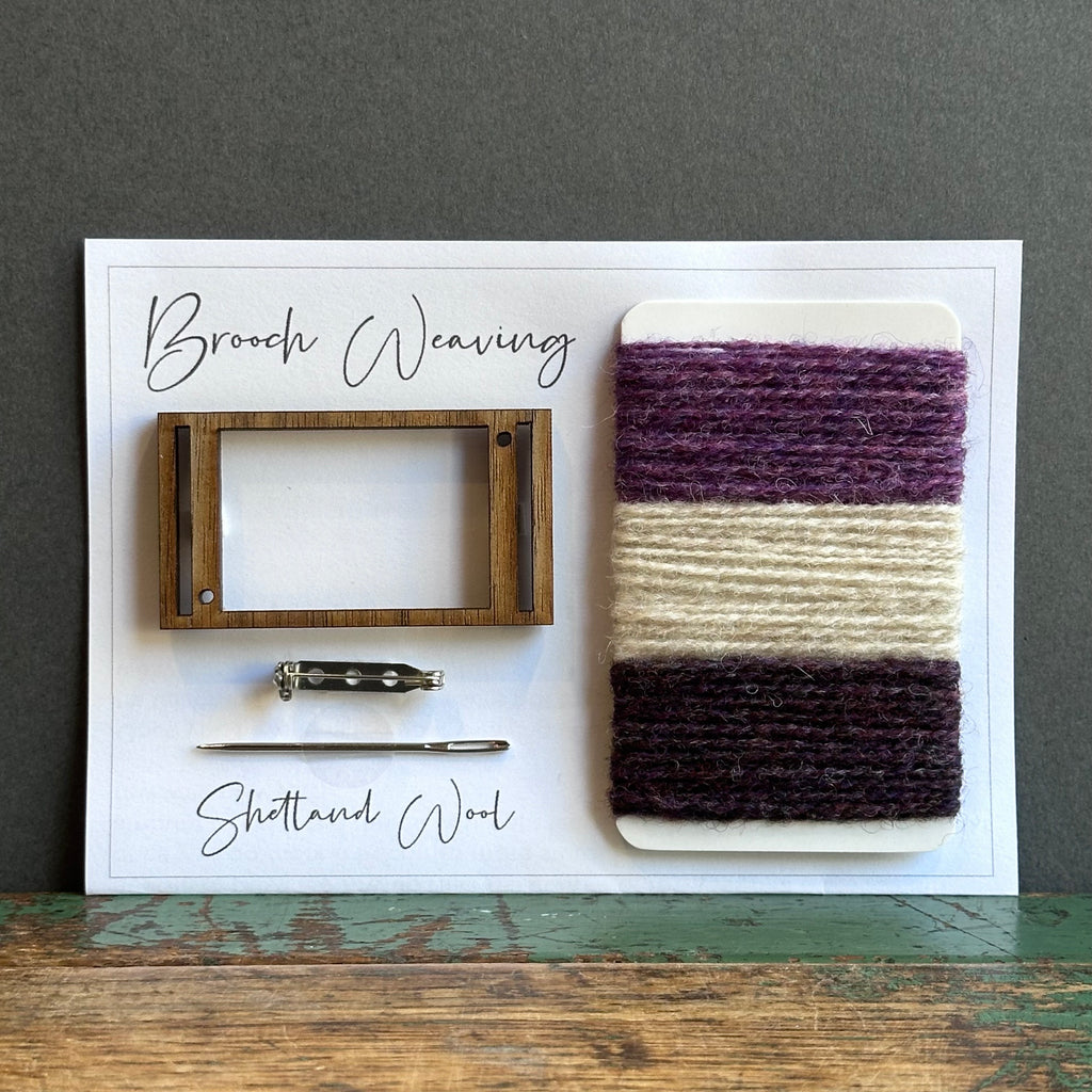 Brooch Weaving Kit - Rectangle - Shetland Wool - Purples