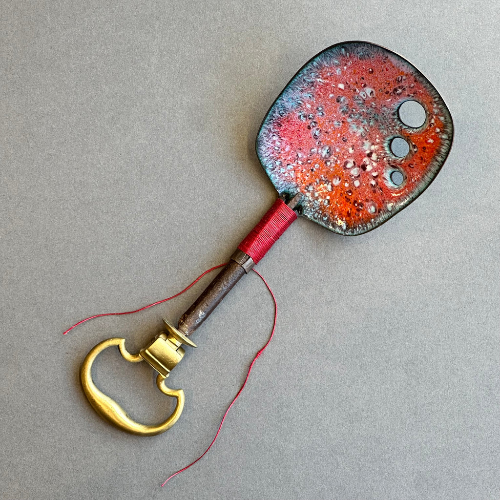 Decorative Enamel Spoon ‘Brass Handle’