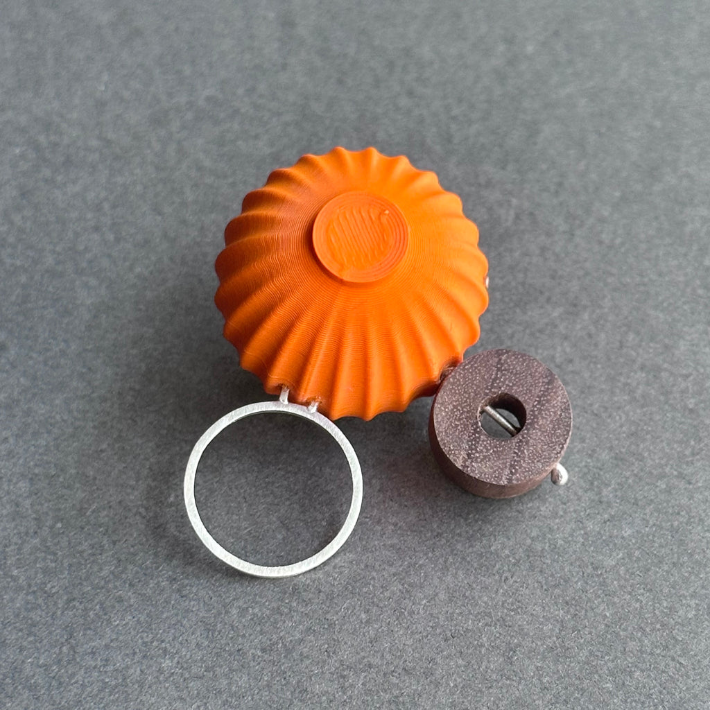 Shape & Form Brooch - Peacock & Tangerine