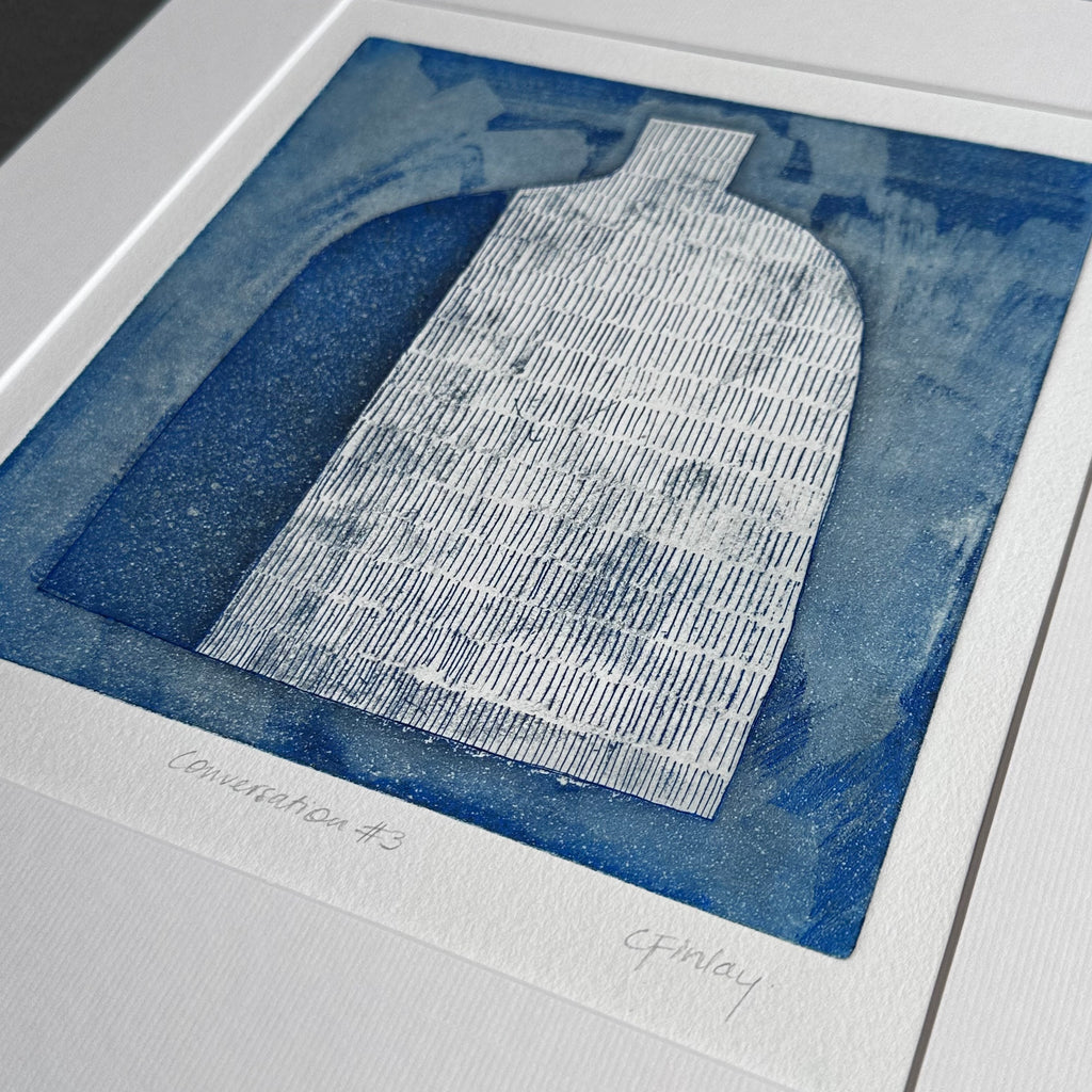 Etching  - Conversation #3 - Blue - Unframed
