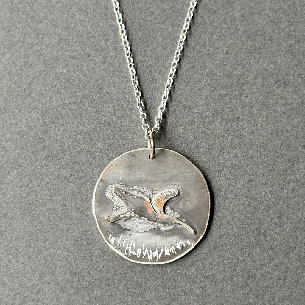 Sterling Silver Pendant - Curlew in Flight