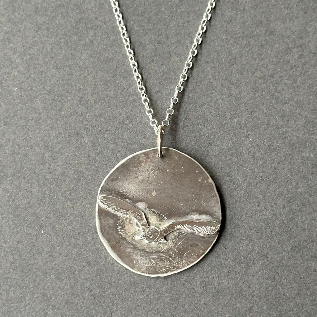 Sterling Silver Pendant - Barn Owl in the Mist