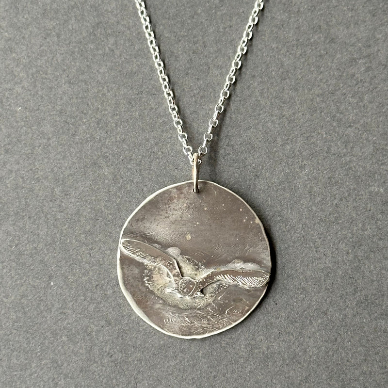 Sterling Silver Pendant - Barn Owl in the Mist