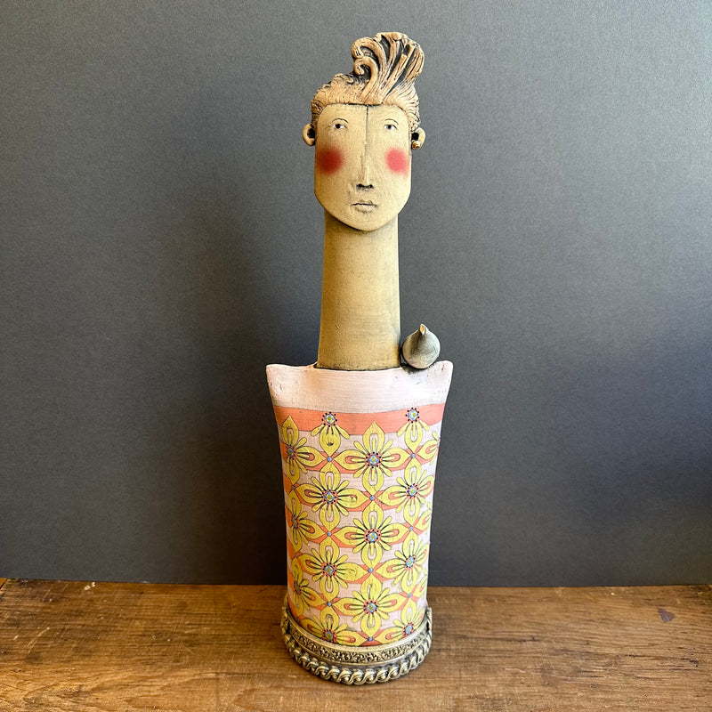 Tall Ceramic Figure 'Ezra with Coco’