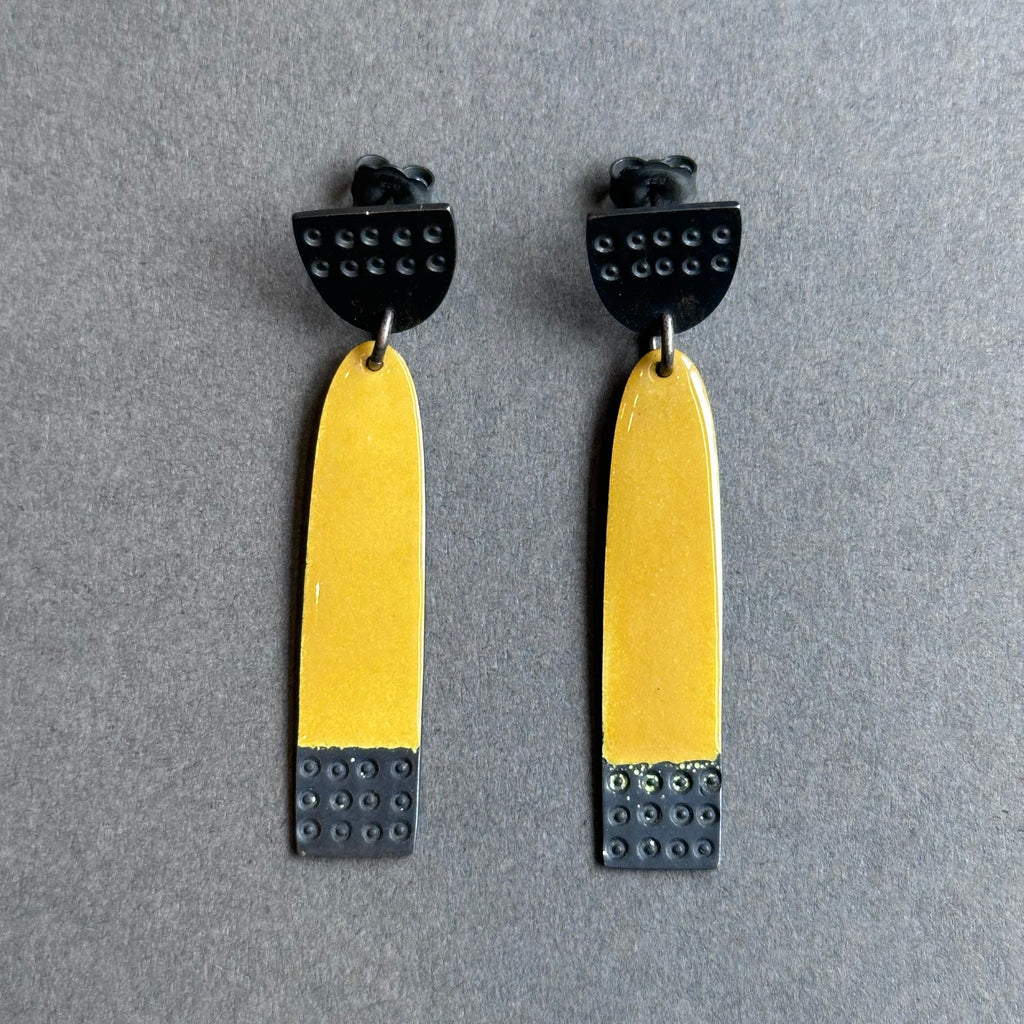 Earrings - Bouy - Yellow Enamel