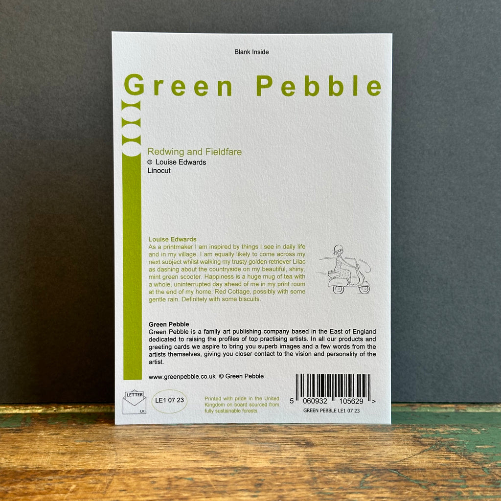 Green Pebble G/Card - Louise Edwards - Redwing & Fieldfare