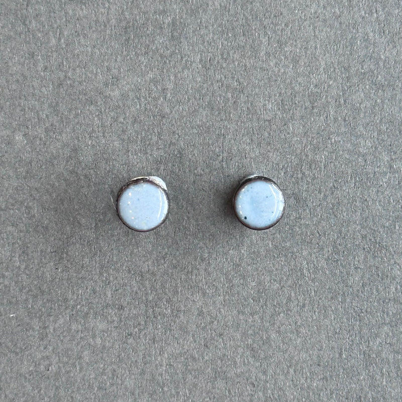 Copper & Enamel Stud Earrings - Dark Grey