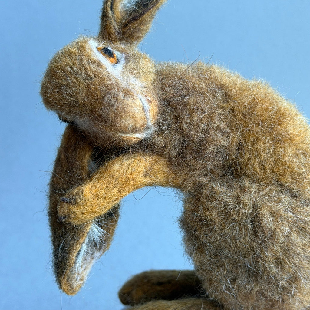 Needle Felted Hare ‘Willow’ on a Burr Plinth #156