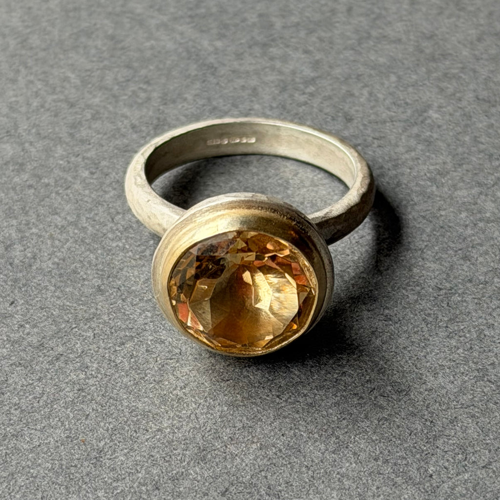 Ring - 12mm - Silver, Gold & Citrine