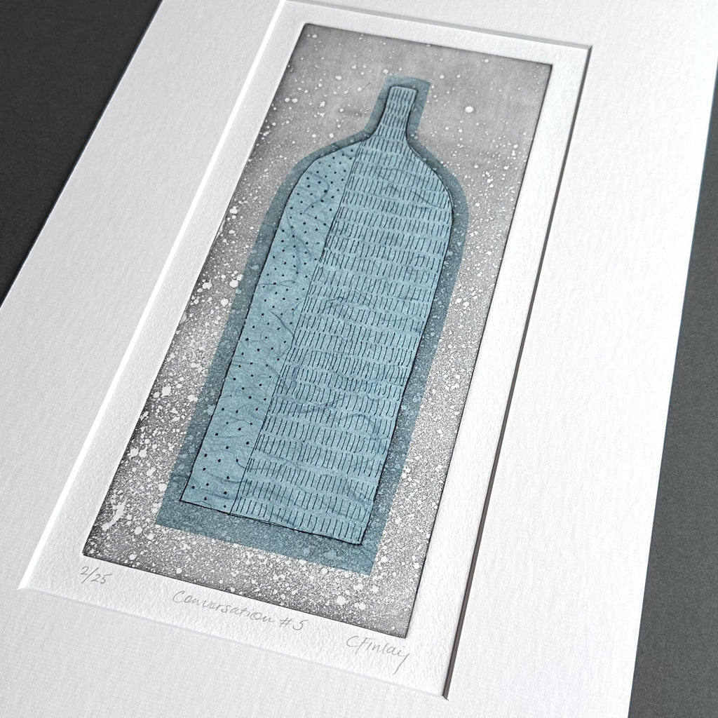 Etching -Conversation #5 - Blue - Unframed