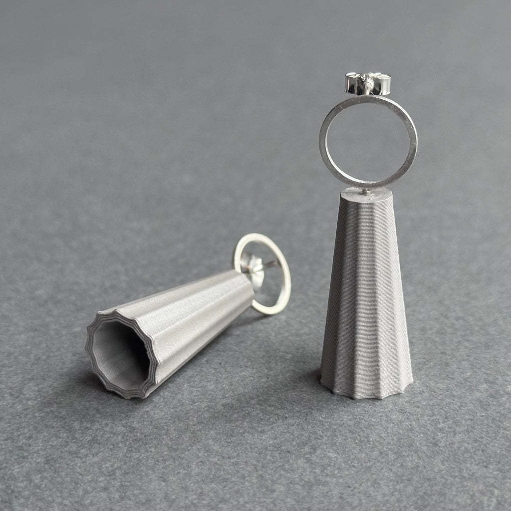 Form Earrings - Silver Circle - Large - Elephant