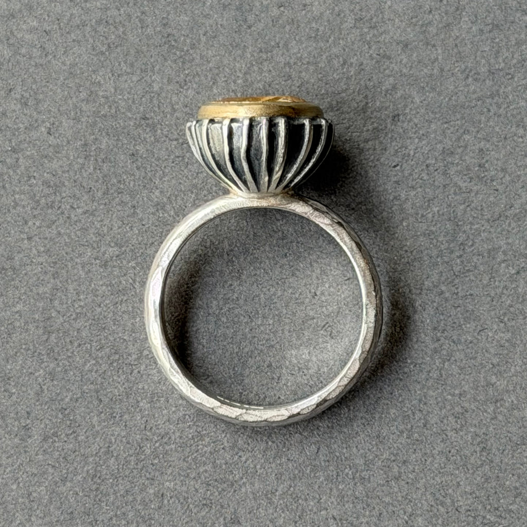 Ring - 10mm - Silver, Oxidised Silver, Gold & Citrine